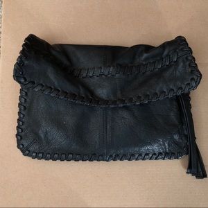 Day & Mood Black Leather Crossbody Clutch